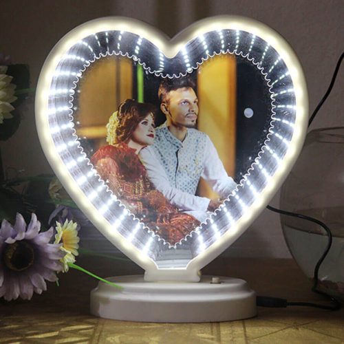 LED Magic Mirror Photo Frame (Heart Shape) (4)